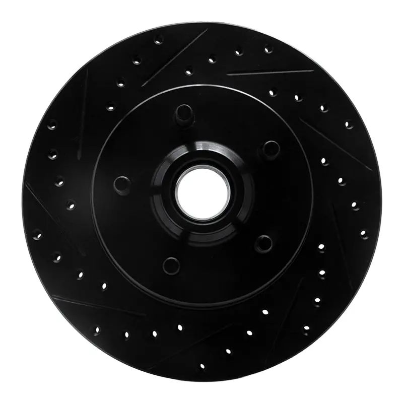 R1 86-92 Jeep Wagoneer Front Left Drilled & Slotted Black Brake Rotor 1