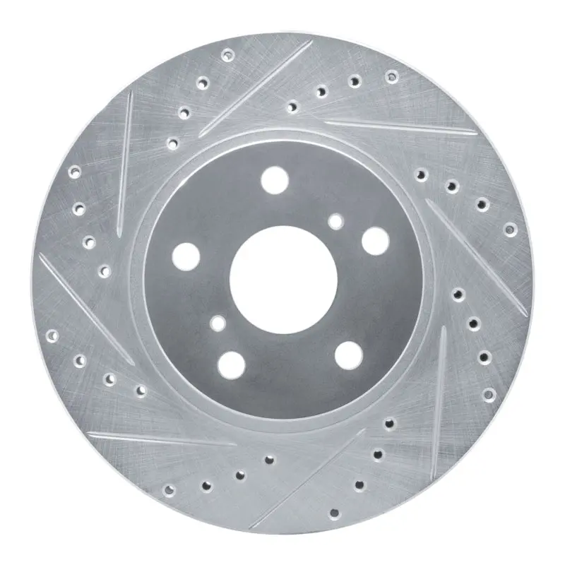 R1 86-92 Toyota Supra Front Left Drilled & Slotted Silver Brake Rotor 1
