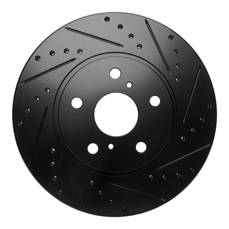 R1 86-92 Toyota Supra Front Right Drilled & Slotted Black Brake Rotor 1