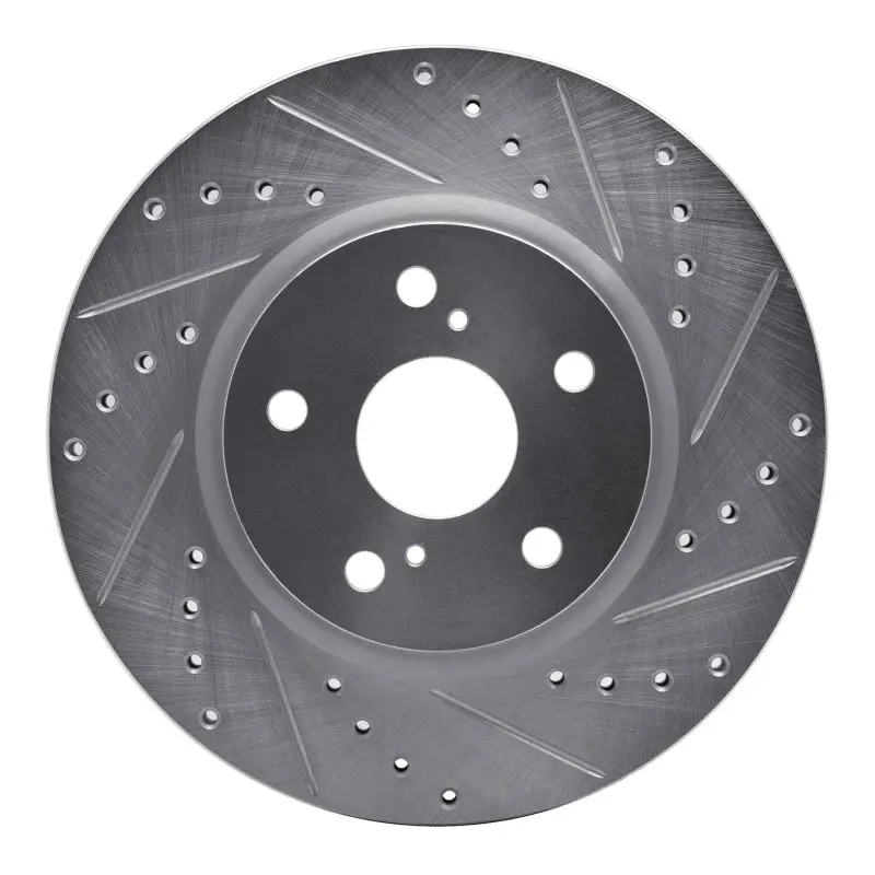 R1 86-92 Toyota Supra Front Right Drilled & Slotted Silver Brake Rotor 1