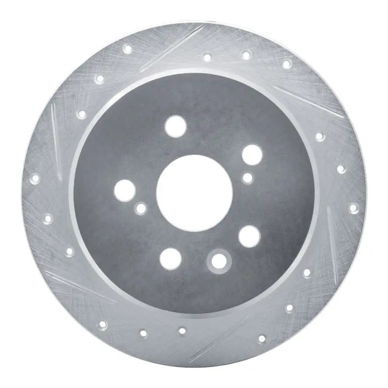 R1 86-93 Lexus Es250 Rear Left Drilled & Slotted Silver Brake Rotor 1