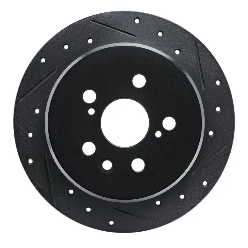 R1 86-93 Lexus Es250 Rear Right Drilled & Slotted Black Brake Rotor 1