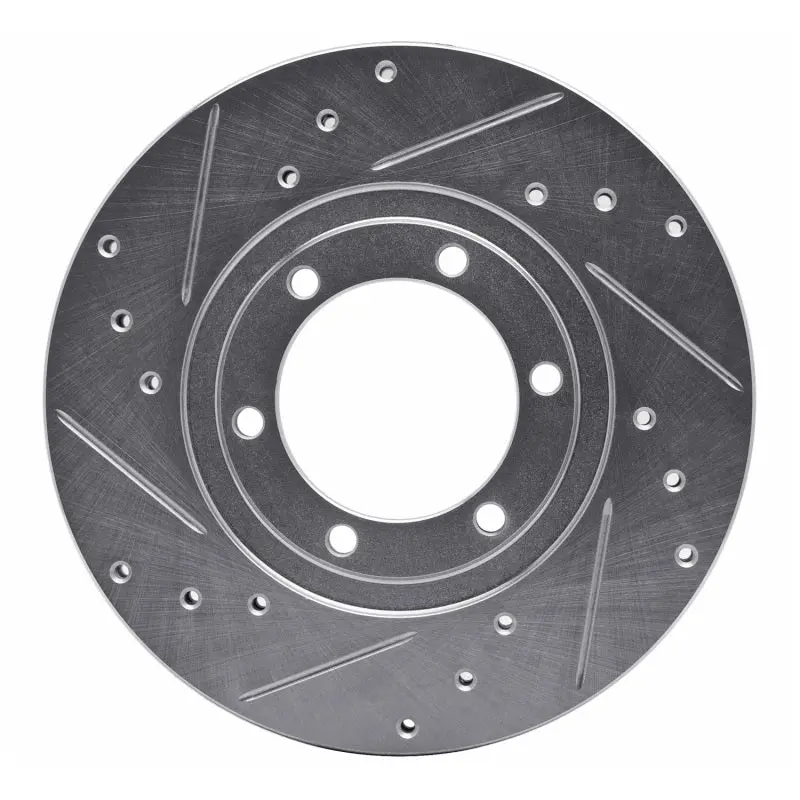 R1 86-93 Mazda B2200 Front Left Drilled & Slotted Silver Brake Rotor 1