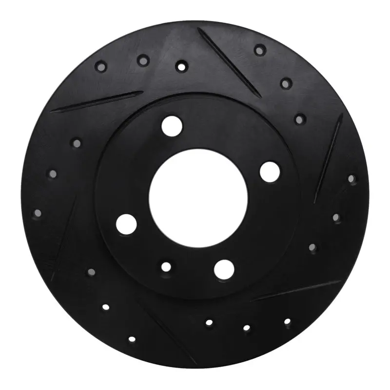 R1 86-93 Volkswagen Quantum Rear Right Drilled & Slotted Black Brake Rotor 1