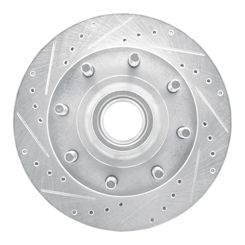 R1 86-94 Ford E-250 Econoline Front Left Drilled & Slotted Silver Brake Rotor 1