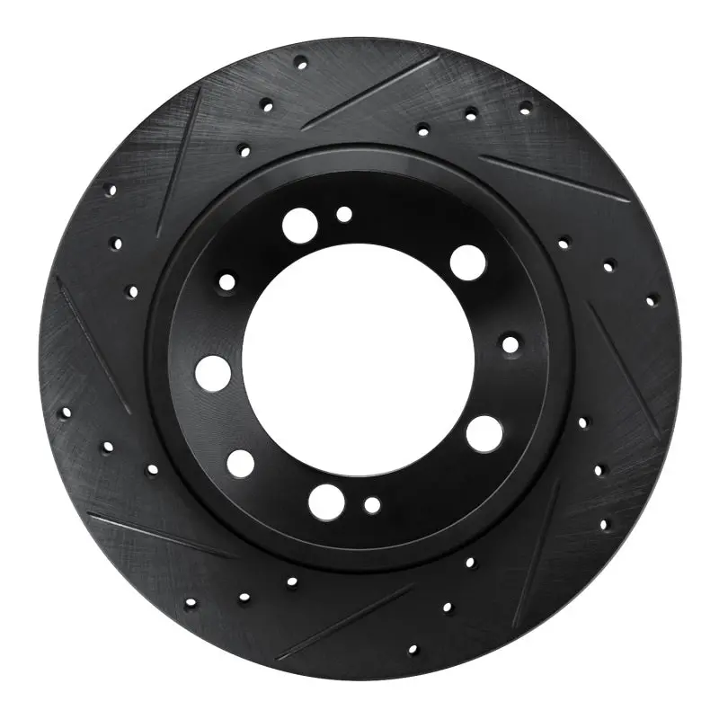 R1 86-95 Porsche 928 Rear Left Drilled & Slotted Black Brake Rotor 1