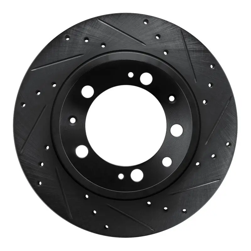 R1 86-95 Porsche 944 Turbo Rear Right Drilled & Slotted Black Brake Rotor 1