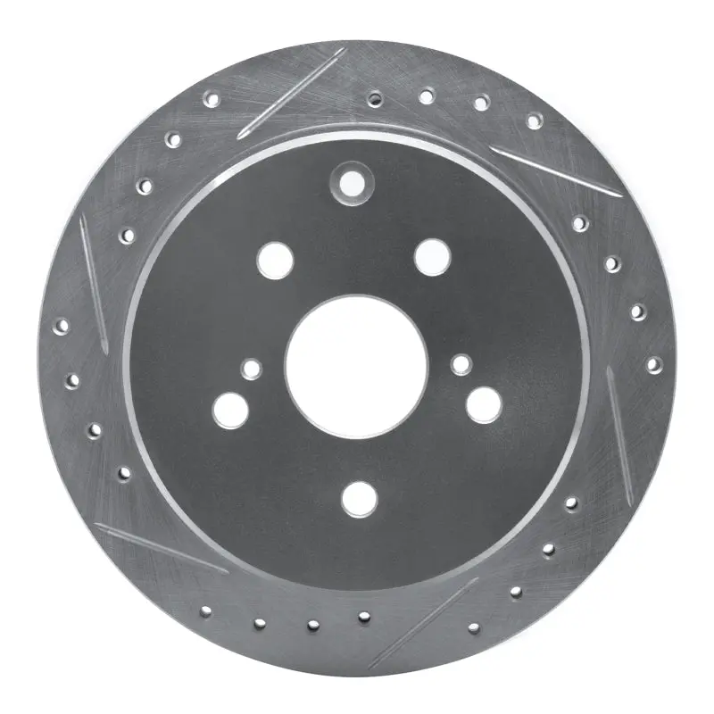 R1 86-97 Toyota Previa Rear Left Drilled & Slotted Silver Brake Rotor 1