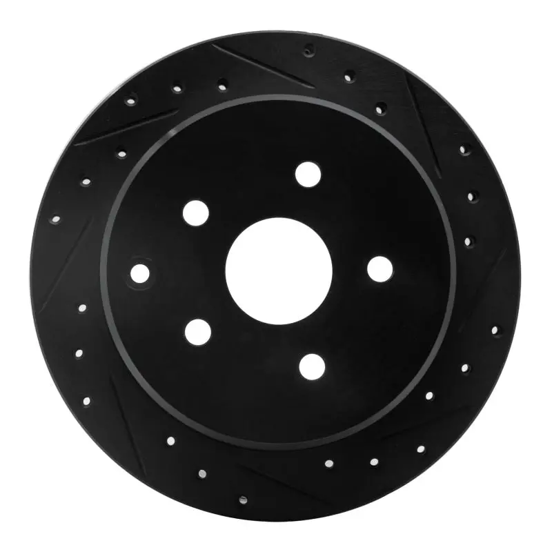 R1 86-97 Toyota Previa Rear Right Drilled & Slotted Black Brake Rotor 1