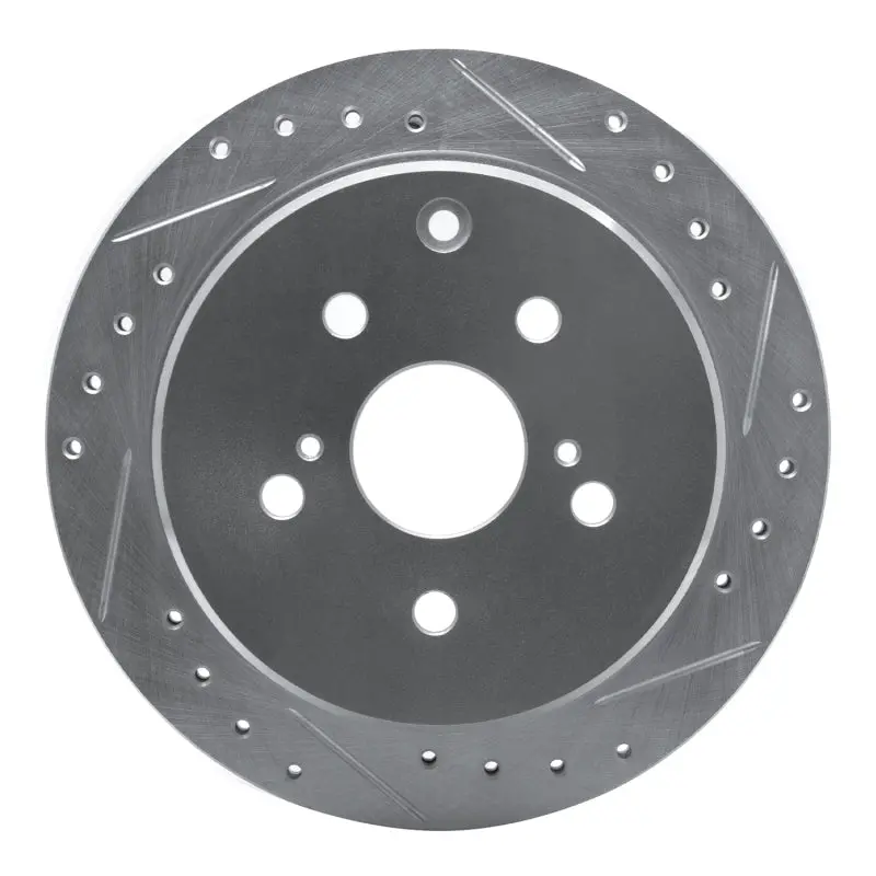 R1 86-97 Toyota Previa Rear Right Drilled & Slotted Silver Brake Rotor 1