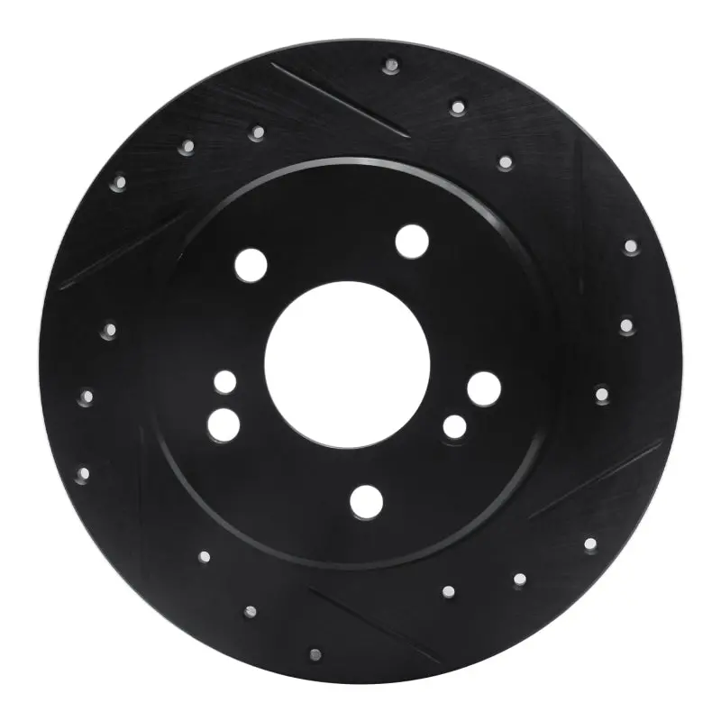 R1 87-15 Chrysler Crossfire Rear Right Drilled & Slotted Black Brake Rotor 1