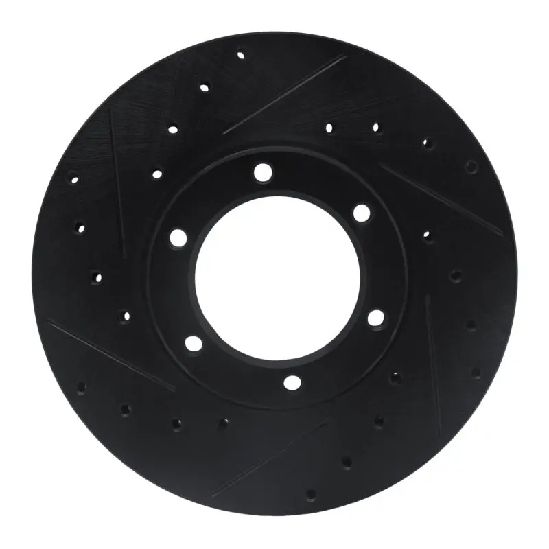 R1 87-88 Toyota Pickup Front Left Drilled & Slotted Black Brake Rotor 1