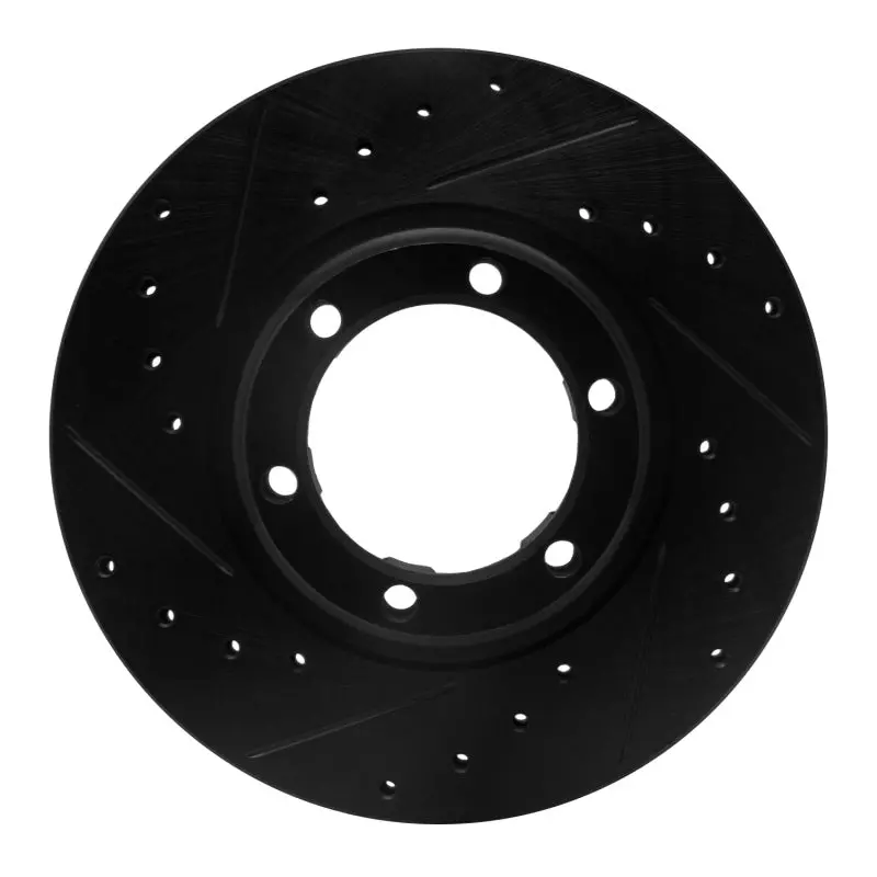 R1 87-89 Dodge Raider Front Left Drilled & Slotted Black Brake Rotor 1