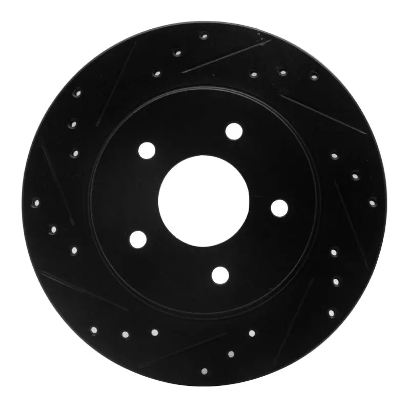 R1 87-89 Nissan 300Zx Turbo Rear Left Drilled & Slotted Black Brake Rotor 1