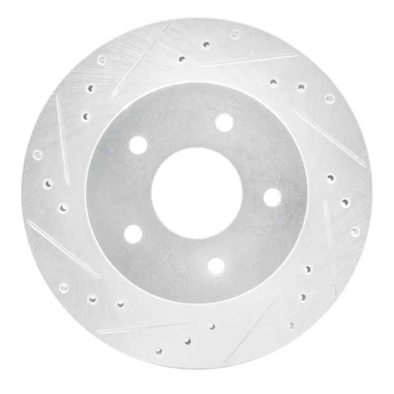 R1 87-89 Nissan 300Zx Turbo Rear Left Drilled & Slotted Silver Brake Rotor 1