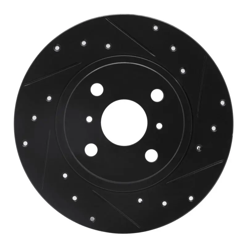 R1 87-89 Toyota Mr2 Rear Right Drilled & Slotted Black Brake Rotor 1