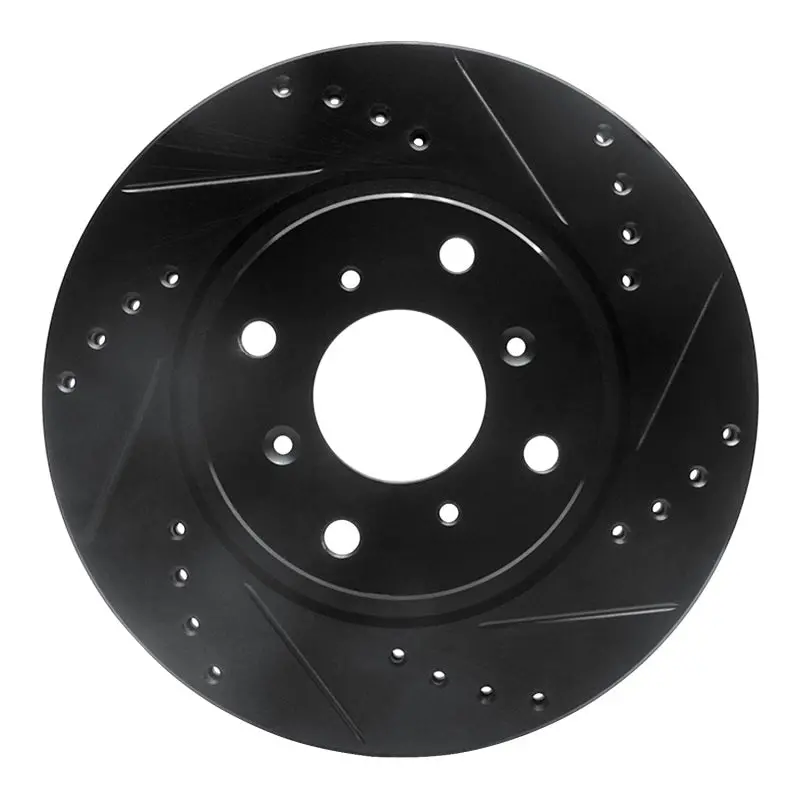 R1 87-90 Acura Legend Front Right Drilled & Slotted Black Brake Rotor 1