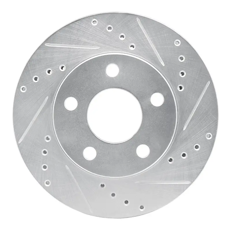 R1 87-90 Chrysler Town & Country Front Right Drilled & Slotted Silver Brake Rotor 1