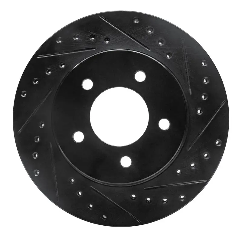 R1 87-90 Dodge Dakota 4Wd Front Right Drilled & Slotted Black Brake Rotor 1