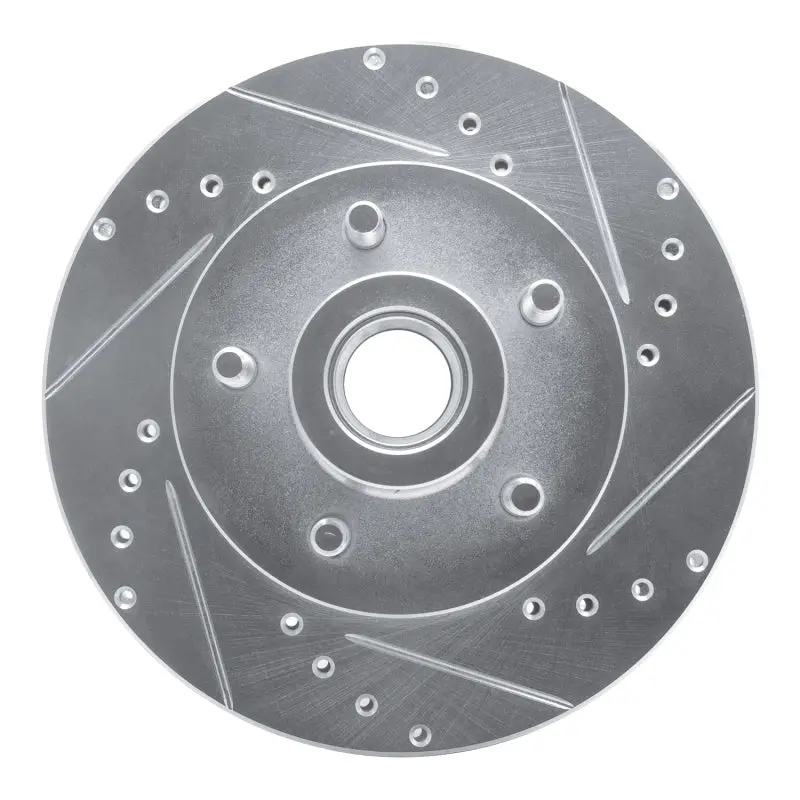 R1 87-90 Dodge Dakota Rwd Front Right Drilled & Slotted Silver Brake Rotor 1
