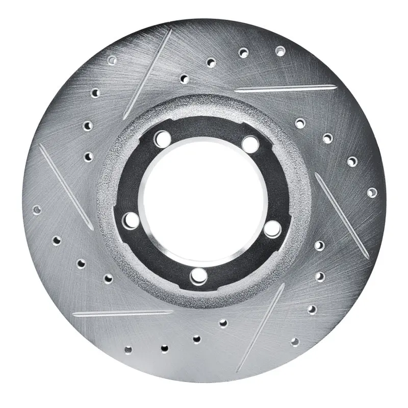 R1 87-90 Mitsubishi Van Front Left Drilled & Slotted Silver Brake Rotor 1