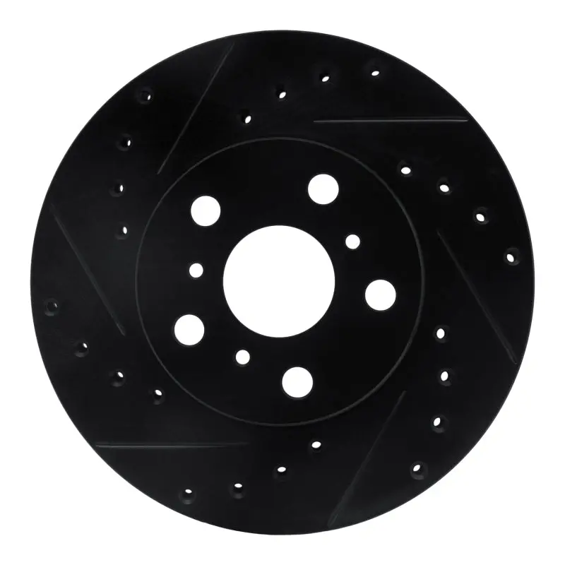 R1 87-91 Toyota Camry Front Left Drilled & Slotted Black Brake Rotor 1
