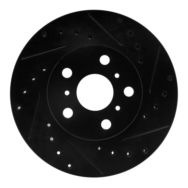 R1 87-91 Toyota Camry Front Right Drilled & Slotted Black Brake Rotor 1