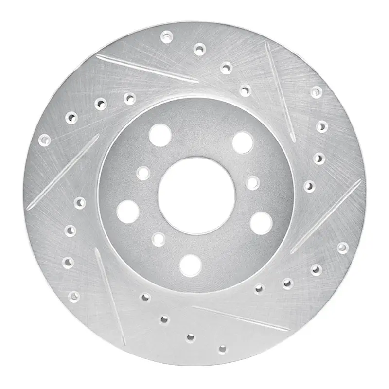R1 87-91 Toyota Camry Front Right Drilled & Slotted Silver Brake Rotor 1