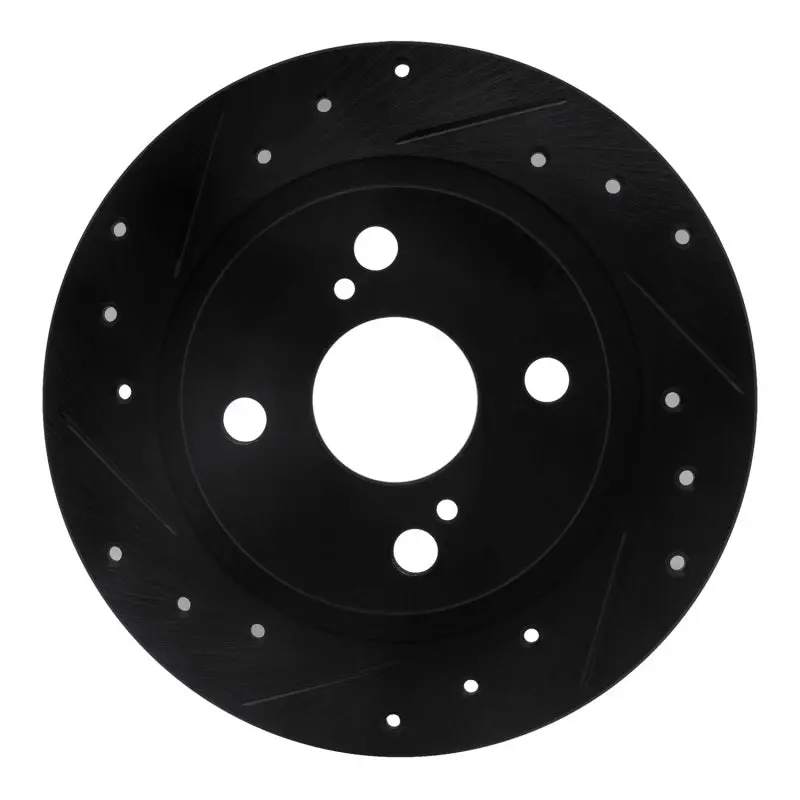 R1 87-92 Chevrolet Nova Rear Left Drilled & Slotted Black Brake Rotor 1