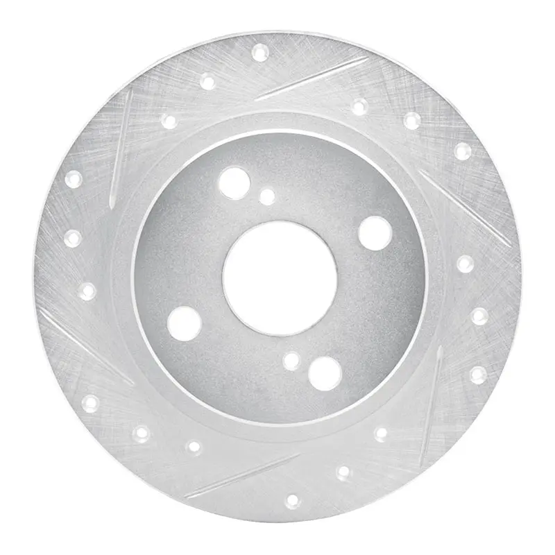 R1 87-92 Chevrolet Nova Rear Left Drilled & Slotted Silver Brake Rotor 1