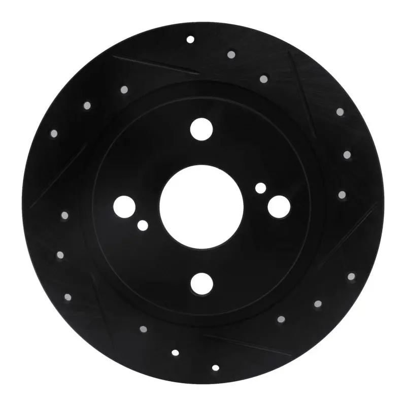 R1 87-92 Chevrolet Nova Rear Right Drilled & Slotted Black Brake Rotor 1