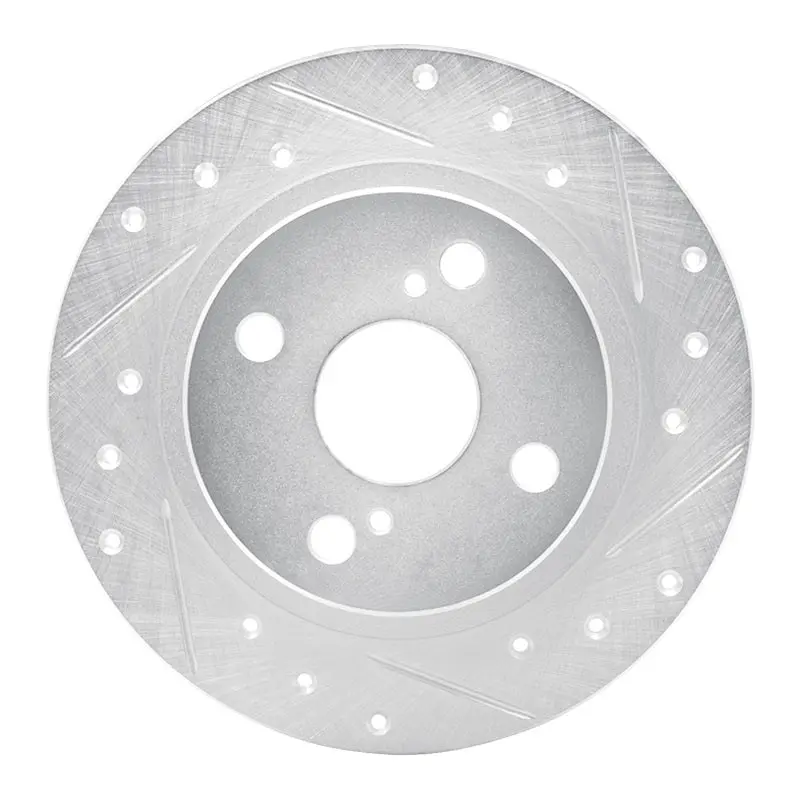 R1 87-92 Chevrolet Nova Rear Right Drilled & Slotted Silver Brake Rotor 1