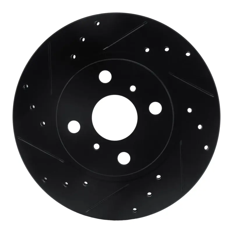 R1 87-92 Geo Prizm Front Left Drilled & Slotted Black Brake Rotor 1