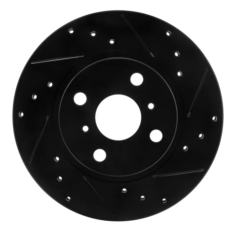 R1 87-92 Geo Prizm Front Right Drilled & Slotted Black Brake Rotor 1