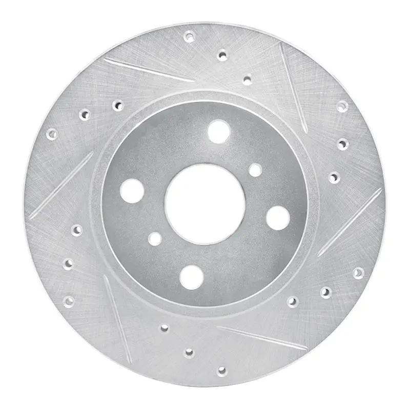 R1 87-92 Geo Prizm Front Right Drilled & Slotted Silver Brake Rotor 1