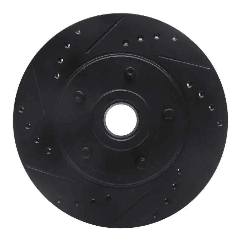 R1 87-92 Lincoln Mark Vii Front Left Drilled & Slotted Black Brake Rotor 1