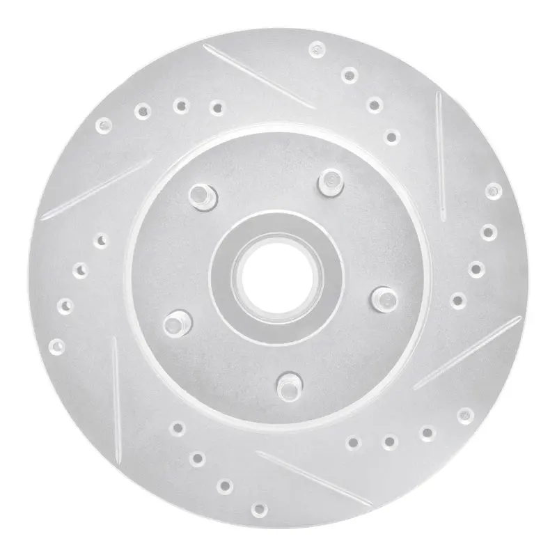 R1 87-92 Lincoln Mark Vii Front Right Drilled & Slotted Silver Brake Rotor 1
