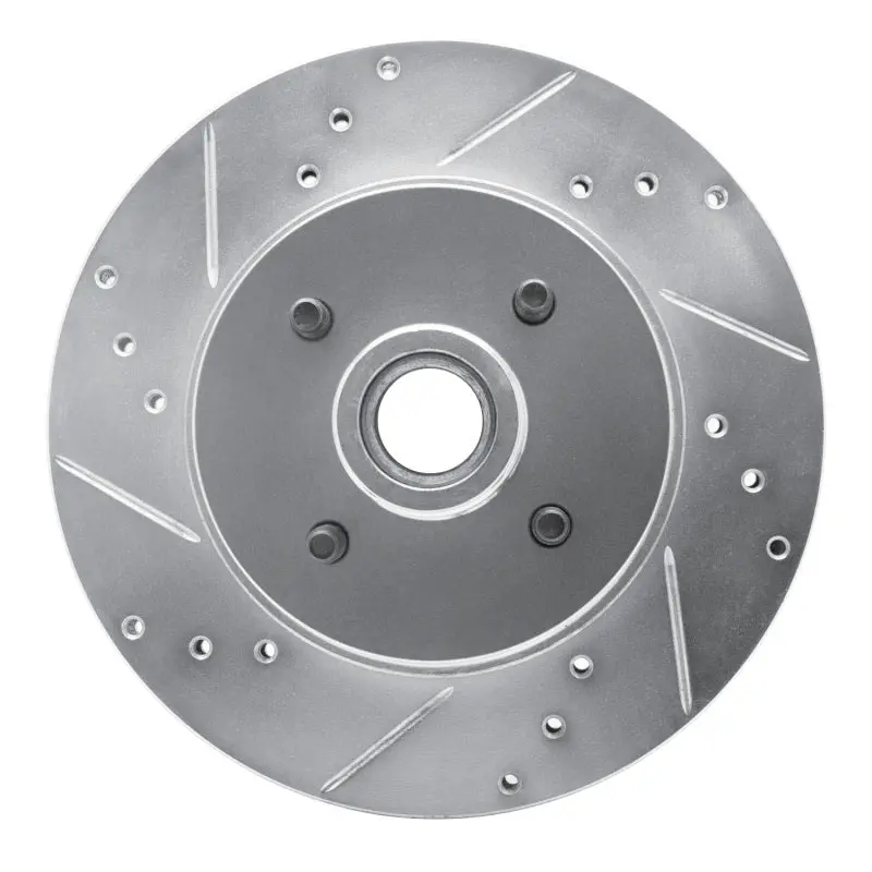 R1 87-93 Ford Mustang Front Left Drilled & Slotted Silver Brake Rotor 1