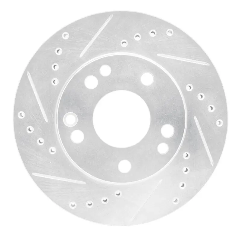 R1 87-93 Mercedes-Benz 190D Front Left Drilled & Slotted Silver Brake Rotor 1