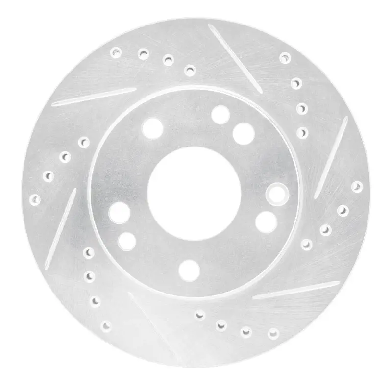 R1 87-93 Mercedes-Benz 190E Front Right Drilled & Slotted Silver Brake Rotor 1