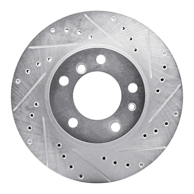 R1 87-95 Bmw 540I Front Right Drilled & Slotted Silver Brake Rotor 1