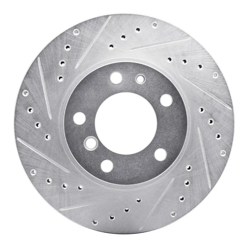 R1 87-95 Bmw 735Il Front Left Drilled & Slotted Silver Brake Rotor 1