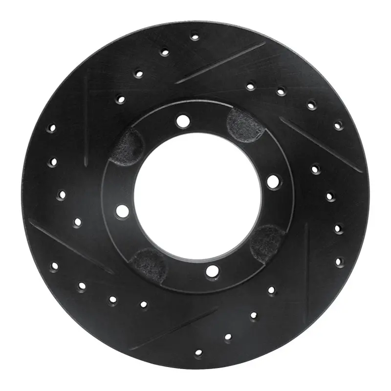 R1 87-99 Hyundai Scoupe Front Left Drilled & Slotted Black Brake Rotor 1