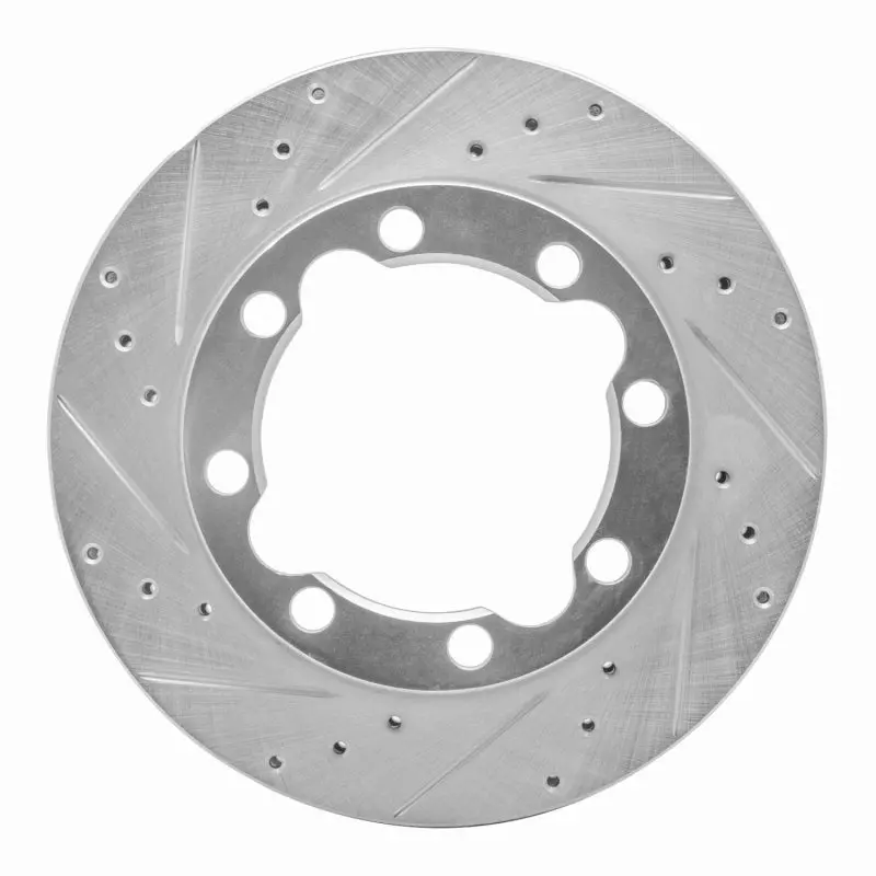 R1 88-00 Chevrolet Suburban 1500 Front Left Drilled & Slotted Silver Brake Rotor 1