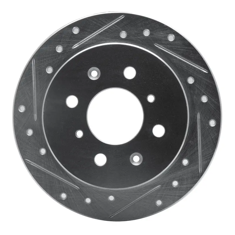 R1 88-01 Acura Integra Rear Left Drilled & Slotted Silver Brake Rotor 1