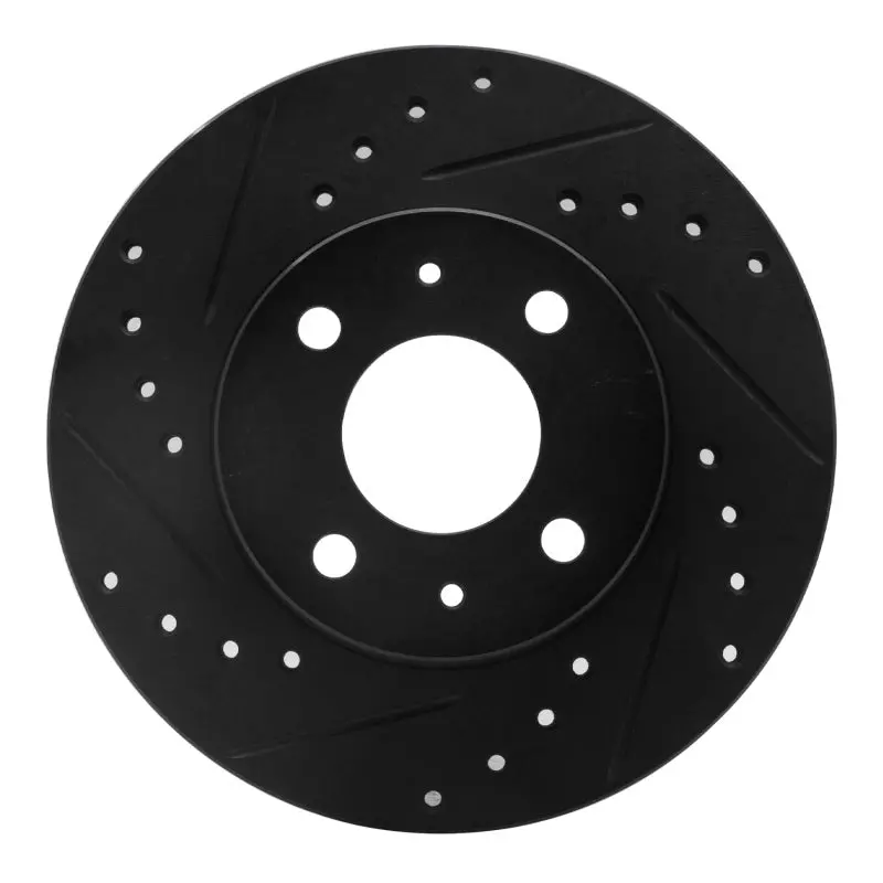 R1 88-06 Nissan Nx Front Left Drilled & Slotted Black Brake Rotor 1
