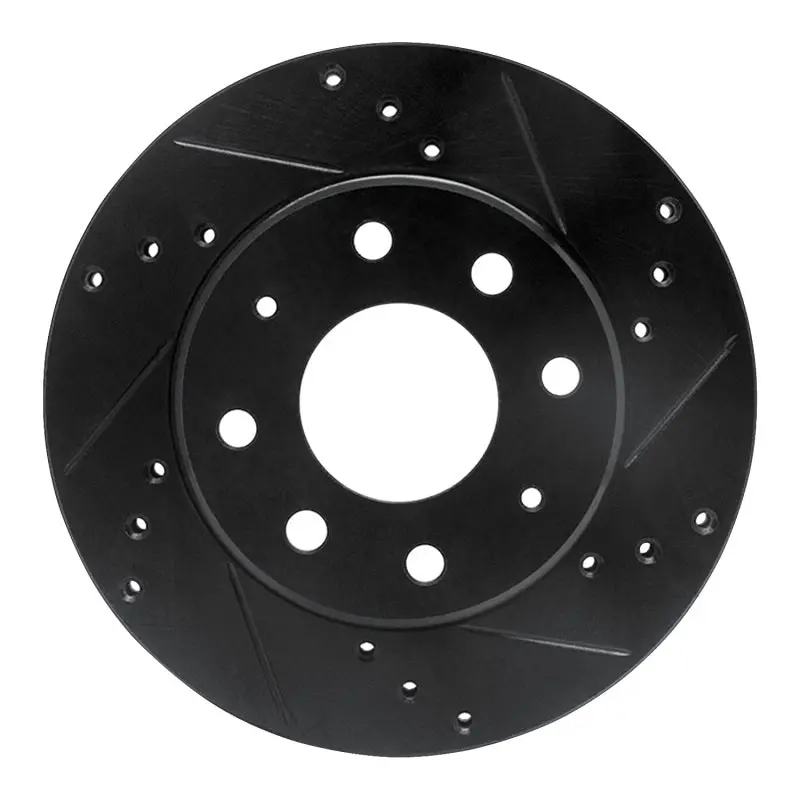 R1 88-07 Dodge Colt Front Right Drilled & Slotted Black Brake Rotor 1