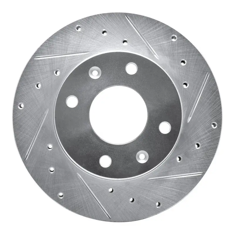 R1 88-07 Dodge Colt Front Right Drilled & Slotted Silver Brake Rotor 1