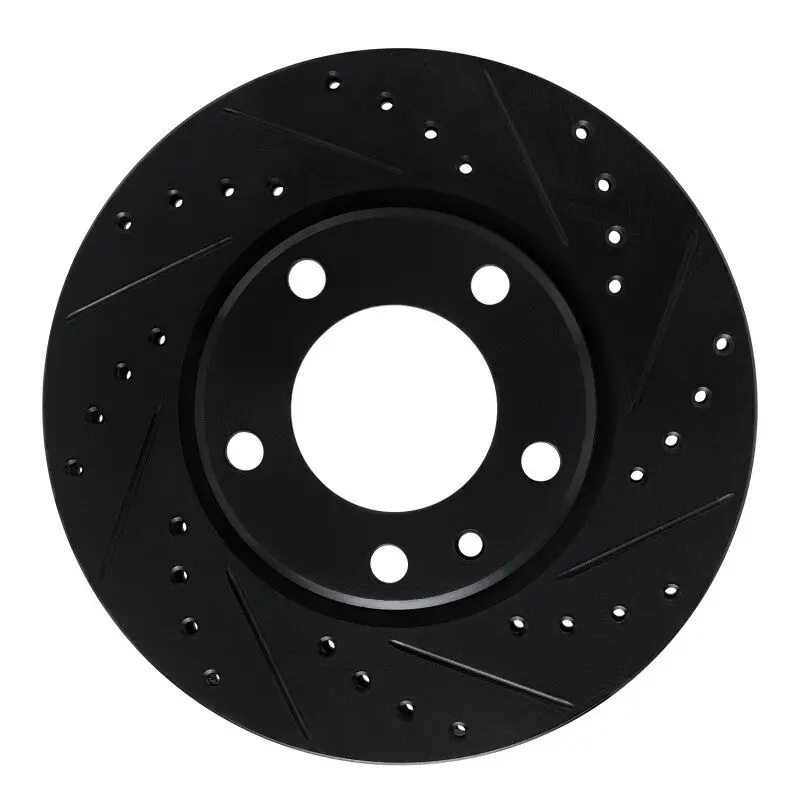 R1 88-91 Bmw M3 Front Right Drilled & Slotted Black Brake Rotor 1