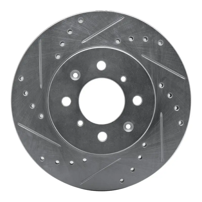 R1 88-91 Honda Accord Coupe Front Left Drilled & Slotted Silver Brake Rotor 1